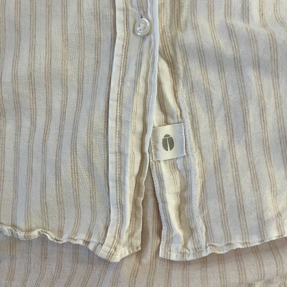 Grayson Frank & Eileen Taupe Tan Striped Button Up Top Shirt Size 3 - Picture 8 of 10